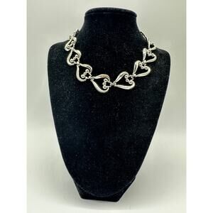 Vintage Coro Silver Tone Open Heart Choker